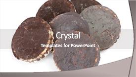  Presentation with of chocolate chips cookies - PPT layouts enhanced with heap of round chocolate cookies background and a violet colored foreground