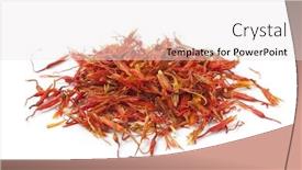  Presentation with saffron - Colorful slide deck enhanced with heap of saffron isolated on white background backdrop and a white colored foreground