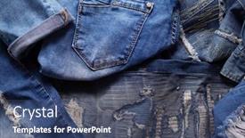  Presentation with jeans blue denim texture - Presentation with heap-of-torn-jeans-denim background and a ocean colored foreground