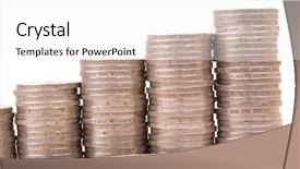  Presentation with 3d isolated t rex head - Beautiful theme featuring heap of two euro coins backdrop and a white colored foreground