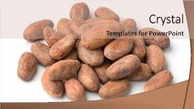  Presentation with cocoa beans - PPT theme featuring heap of whole cocoa beans background and a soft green colored foreground