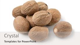  Presentation with seeds - Cool new PPT layouts with heap-of-whole-dried-nutmeg backdrop and a soft green colored foreground