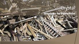 Presentation with sky blue - Cool new PPT theme with heap-of-wood-garbage backdrop and a gray colored foreground