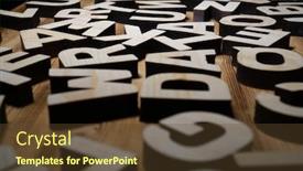  Presentation with letters - PPT theme featuring heap-of-wooden-letters background and a tawny brown colored foreground