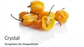 Presentation with chili - PPT theme featuring heap of yellow habanero chili background and a white colored foreground