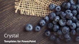  Presentation with blueberries - PPT theme with heap-ripe-sweet-blueberries background and a dark gray colored foreground