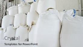  Presentation with storage - PPT theme consisting of heaps-of-huge-white-sacks background and a light gray colored foreground