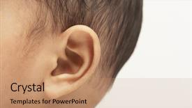  Presentation with infant - Presentation theme enhanced with infant hearing - baby boy's ear background and a coral colored foreground