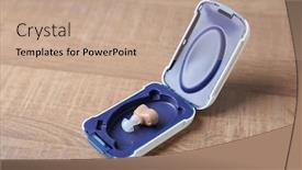  Presentation with hearing aid - Slide deck enhanced with hearing-aid-in-box background and a coral colored foreground