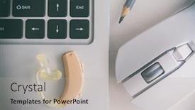  Presentation with hearing aid - Beautiful presentation theme featuring hearing-aid-lying backdrop and a mint green colored foreground