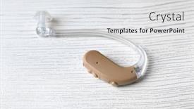  Presentation with hearing aid - Slide set consisting of hearing aid on light background background and a light gray colored foreground