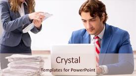  Presentation with hearing aid - PPT theme with hearing aid talking to boss background and a lemonade colored foreground