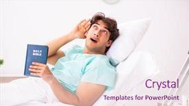  Presentation with hearing god - Amazing PPT layouts having hearing god - young handsome man staying backdrop and a sky blue colored foreground