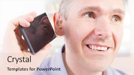  Presentation with ear medical - Beautiful PPT theme featuring hearing impaired man talking using backdrop and a lemonade colored foreground