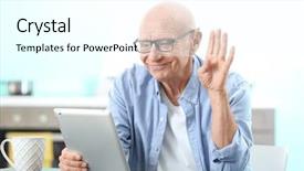  Presentation with home is where the heart is - Presentation with hearing impaired man with tablet background and a white colored foreground