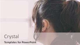  Presentation with hearing aid - Amazing theme having hearing-impaired-woman-wearing-hearing backdrop and a sky blue colored foreground