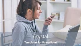  Presentation with working woman - Amazing PPT layouts having hearing-impaired-woman-working backdrop and a gray colored foreground