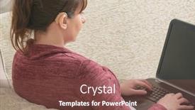  Presentation with home office - Beautiful presentation theme featuring hearing-impaired-woman-working backdrop and a tawny brown colored foreground