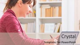  Presentation with home office - Audience pleasing slides consisting of hearing impaired woman working backdrop and a lemonade colored foreground