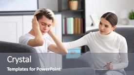  Presentation with worried young female college student - Audience pleasing slide deck consisting of psicoanalisis - young female psychologist working backdrop and a gray colored foreground