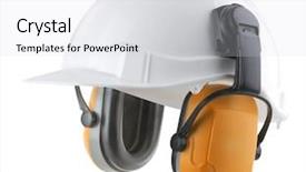  Presentation with grain in ear - Colorful presentation theme enhanced with hearing safety - hard hat and ear protectors backdrop and a light gray colored foreground