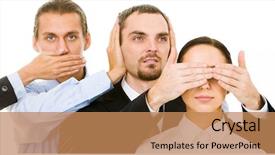  Presentation with eyes detection in an image - PPT layouts with hearing seeing - image of business partners closing background and a  colored foreground