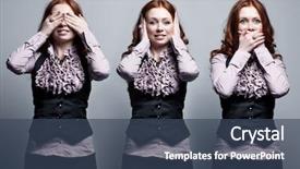  Presentation with evil - Amazing presentation theme having hearing seeing - see hear speak no evil backdrop and a ocean colored foreground