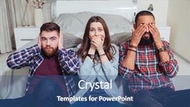  Presentation with evil - Colorful slides enhanced with hearing seeing - three young friends sitting backdrop and a ocean colored foreground