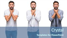  Presentation with hand palm - Slides consisting of hearing something - collage of handsome young indian background and a ocean colored foreground