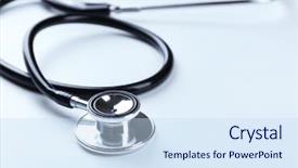  Presentation with hearing test - Audience pleasing PPT theme consisting of hearing test - stethoscope isolated on white backdrop and a sky blue colored foreground