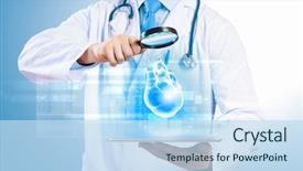  Presentation with cardiology - Colorful slide set enhanced with cardiology heart - close up of doctor's body backdrop and a sky blue colored foreground