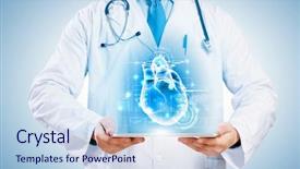  Presentation with tablet - Colorful PPT theme enhanced with heart - close-up of doctor's body backdrop and a sky blue colored foreground