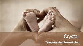  Presentation with cute baby - PPT layouts with foot heart - cute little newborn baby's feet background and a coral colored foreground