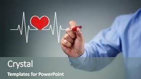  Presentation with pulse - PPT theme with heart - drawing heartbeat graph on screen background and a gray colored foreground