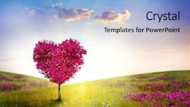  Presentation with love heart - Amazing slide deck having heart - tree of love backdrop and a light blue colored foreground