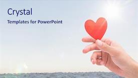  Presentation with sand heart - Cool new presentation theme with heart-against-horizon-over backdrop and a sky blue colored foreground