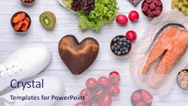  Presentation with heart healthy diet - Slides having heart and healthy food background and a sky blue colored foreground