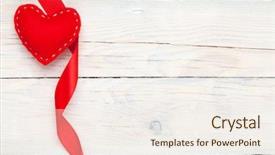  Presentation with valentines day - Amazing slides having heart and ribbon over wooden backdrop and a  colored foreground