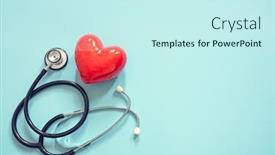  Presentation with medical concept - Colorful slide deck enhanced with heart-and-stethoscope-isolated-onblue backdrop and a cool aqua colored foreground