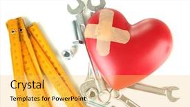  Presentation with hair tools and hairdressing concept - Beautiful PPT layouts featuring heart and tools concept renovation backdrop and a  colored foreground
