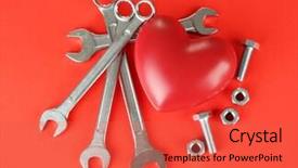  Presentation with hair tools and hairdressing concept - Audience pleasing PPT theme consisting of heart and tools concept renovation backdrop and a  colored foreground