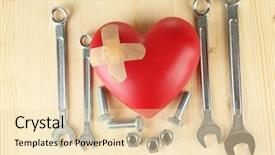  Presentation with medical heart - Cool new PPT layouts with heart and tools concept renovation backdrop and a  colored foreground