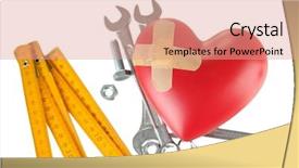  Presentation with renovation - Theme consisting of heart and tools concept renovation of heart isolated on white background and a coral colored foreground