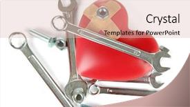  Presentation with heart - Audience pleasing slide deck consisting of heart and tools concept renovation backdrop and a  colored foreground