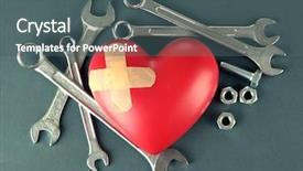  Presentation with hair tools and hairdressing concept - Beautiful slide set featuring heart and tools concept renovation backdrop and a dark gray colored foreground