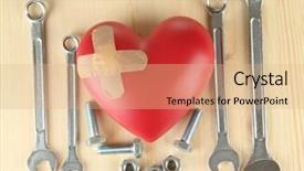  Presentation with hair tools and hairdressing concept - Cool new slide deck with heart and tools concept renovation backdrop and a  colored foreground