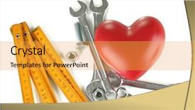  Presentation with renovation - Presentation design featuring heart and tools concept renovation background and a  colored foreground