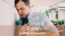  Presentation with heart attack - Colorful slide deck enhanced with heart attack a man holds backdrop and a coral colored foreground