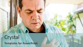  Presentation with heart attack - Audience pleasing PPT layouts consisting of heart attack a man holds backdrop and a light blue colored foreground