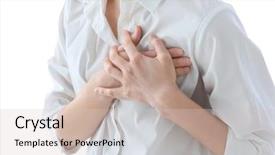  Presentation with heart attack - PPT theme consisting of cardiacfailure - heart attack concept young woman background and a soft green colored foreground